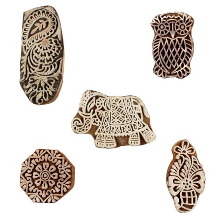 Set of 5 Piece New Mix Wooden Printing Blocks